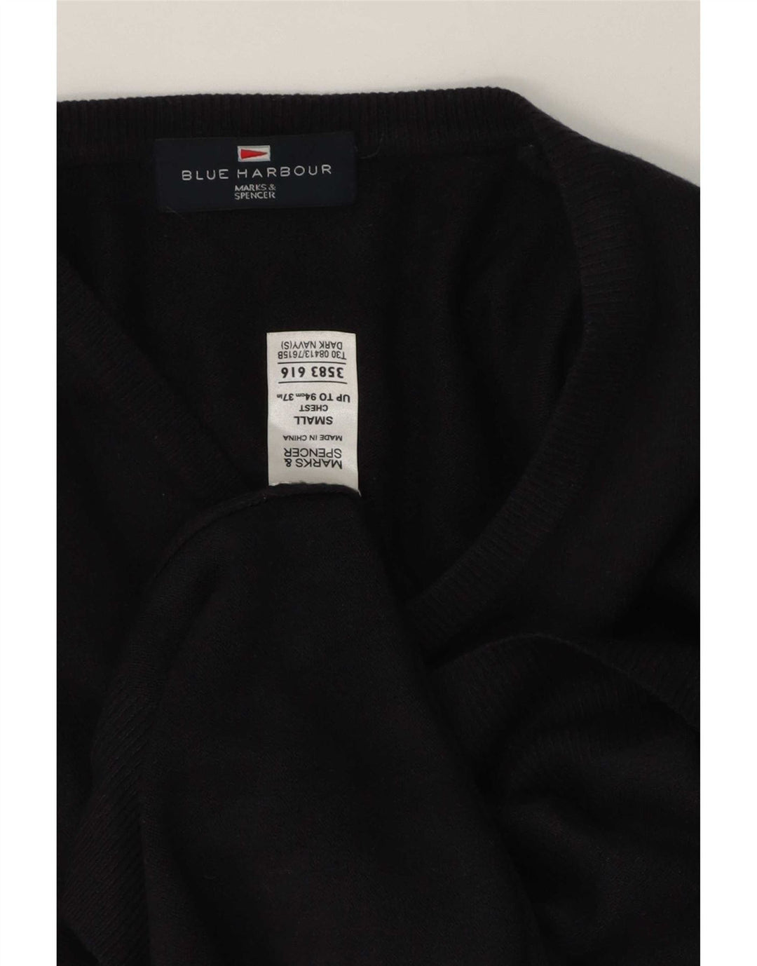 Maglione maglione con scollo a V blu Harbour da uomo Marks & Spencer piccolo acrilico blu scuro