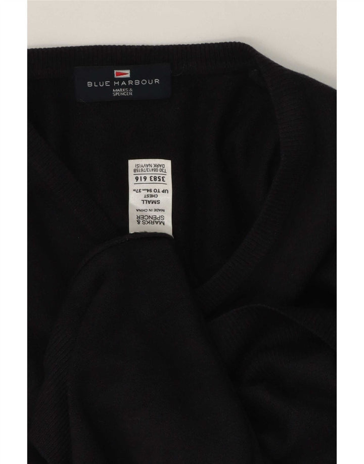 Maglione maglione con scollo a V blu Harbour da uomo Marks & Spencer piccolo acrilico blu scuro