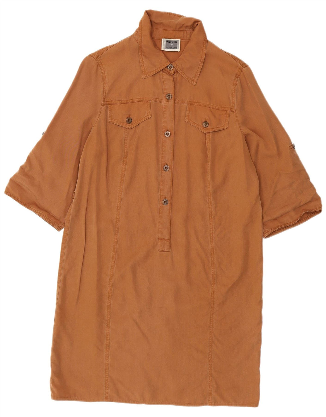 Abito camicia pullover da donna con maniche a 3/4 Perte by Krizia UK 12 Marrone medio