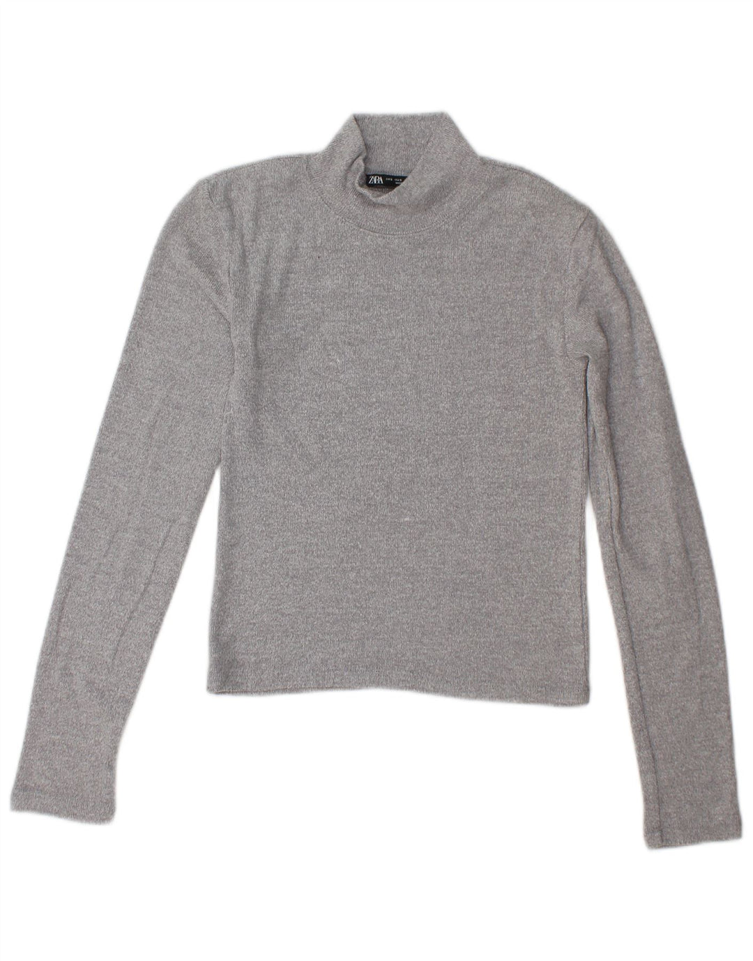 Maglione corto con collo alto da donna Zara UK 10 piccolo grigio