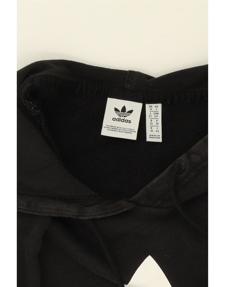 ADIDAS Womens Oversized Graphic Sweatshirt Jumper UK 10 Small Black Cotton Vintage Adidas and Second-Hand Adidas from Messina Hembry 