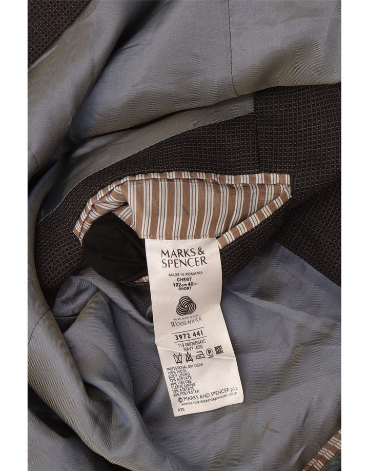 Giacca blazer corta da uomo Marks & Spencer UK 40 medio blu navy a quadri