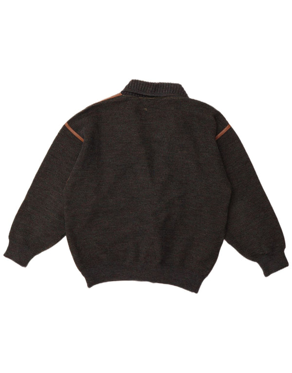 Maglione cardigan doppio petto da uomo Marz EU 52 grande lana screziata grigia