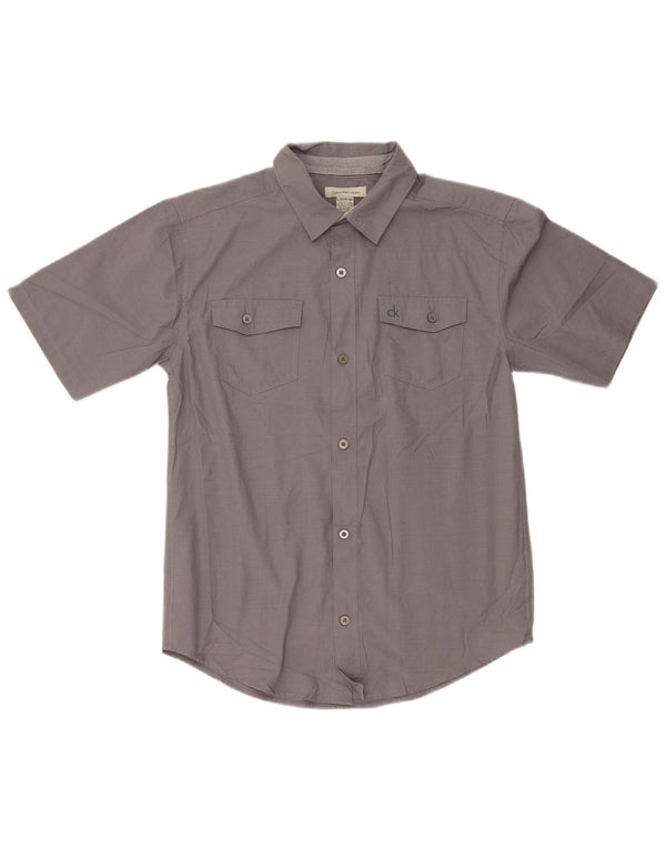 Camicia a maniche corte da ragazzo Calvin Klein Jeans 14-15 anni Gessato grande grigio