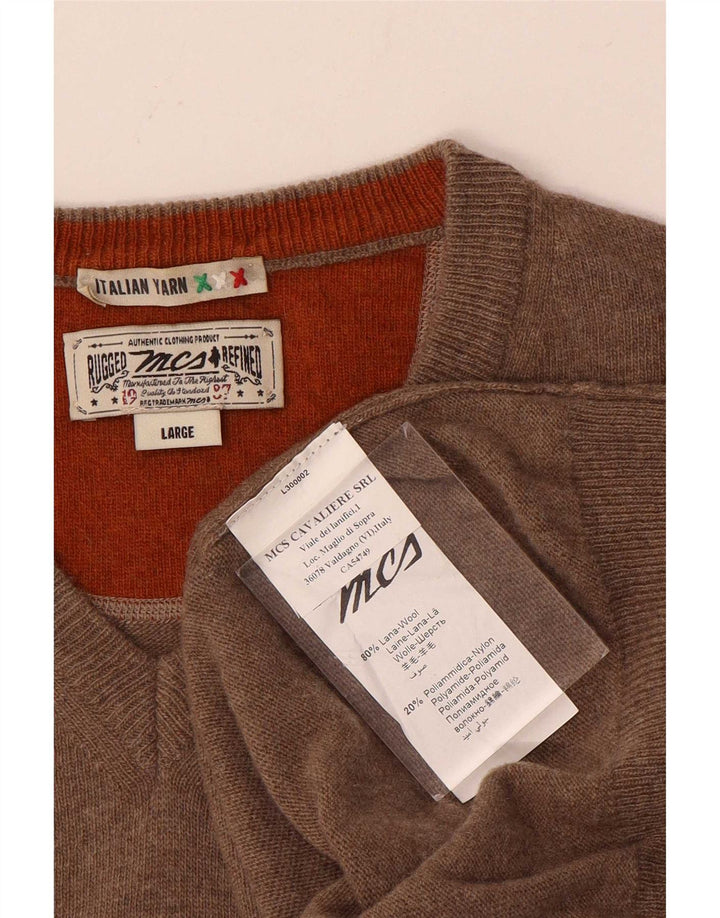 Marlboro Classics Maglione da uomo con scollo a V, grande, in lana marrone