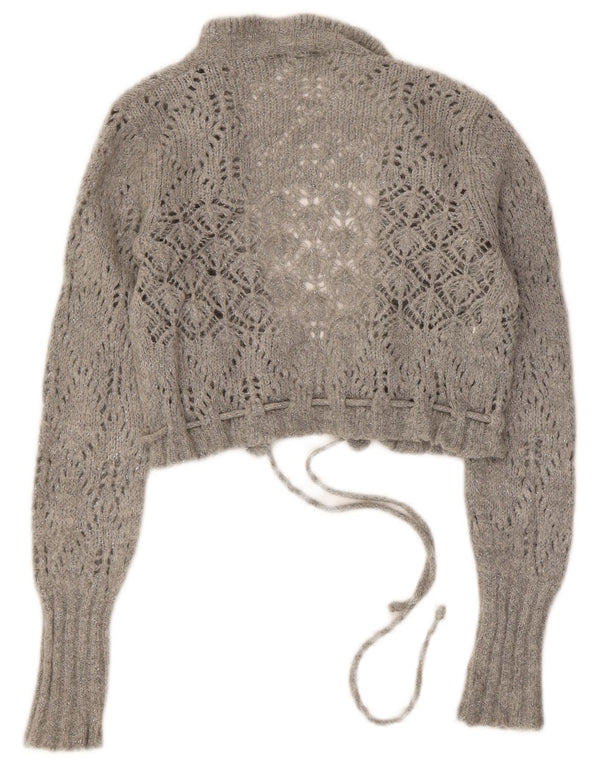 Maglione cardigan Bolero da donna Benetton UK 10 Piccolo acrilico screziato grigio