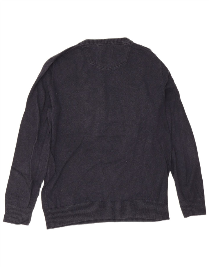 Maglione da uomo con scollo a V Fat Face, cotone medio blu navy