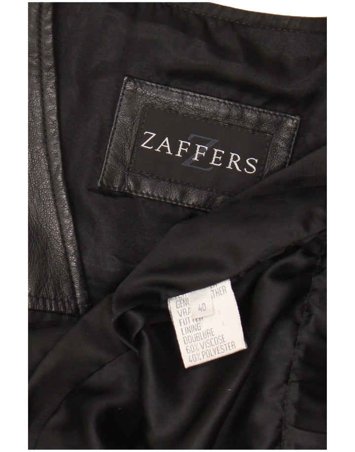 Gilet oversize da donna vintage IT 40 piccolo in pelle nera