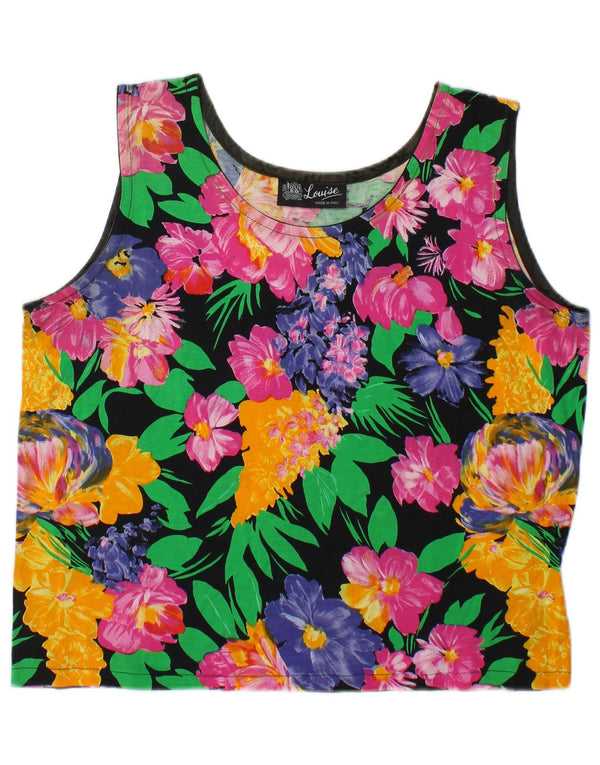 Canotta corta da donna vintage UK 14 Cotone floreale medio multicolore