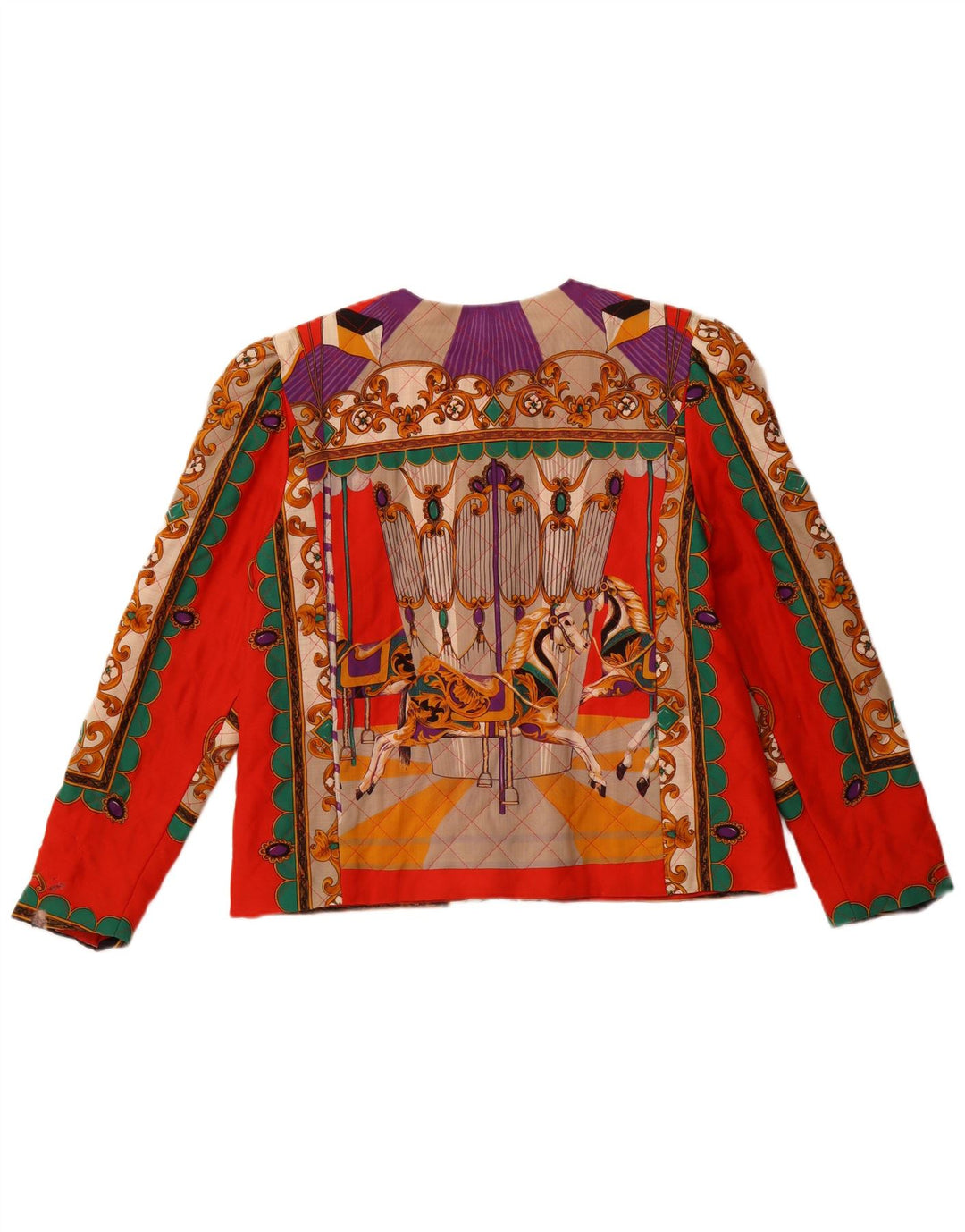 Giacca blazer a 5 bottoni grafica da donna VINTAGE IT 42 Medium Orange Paisley