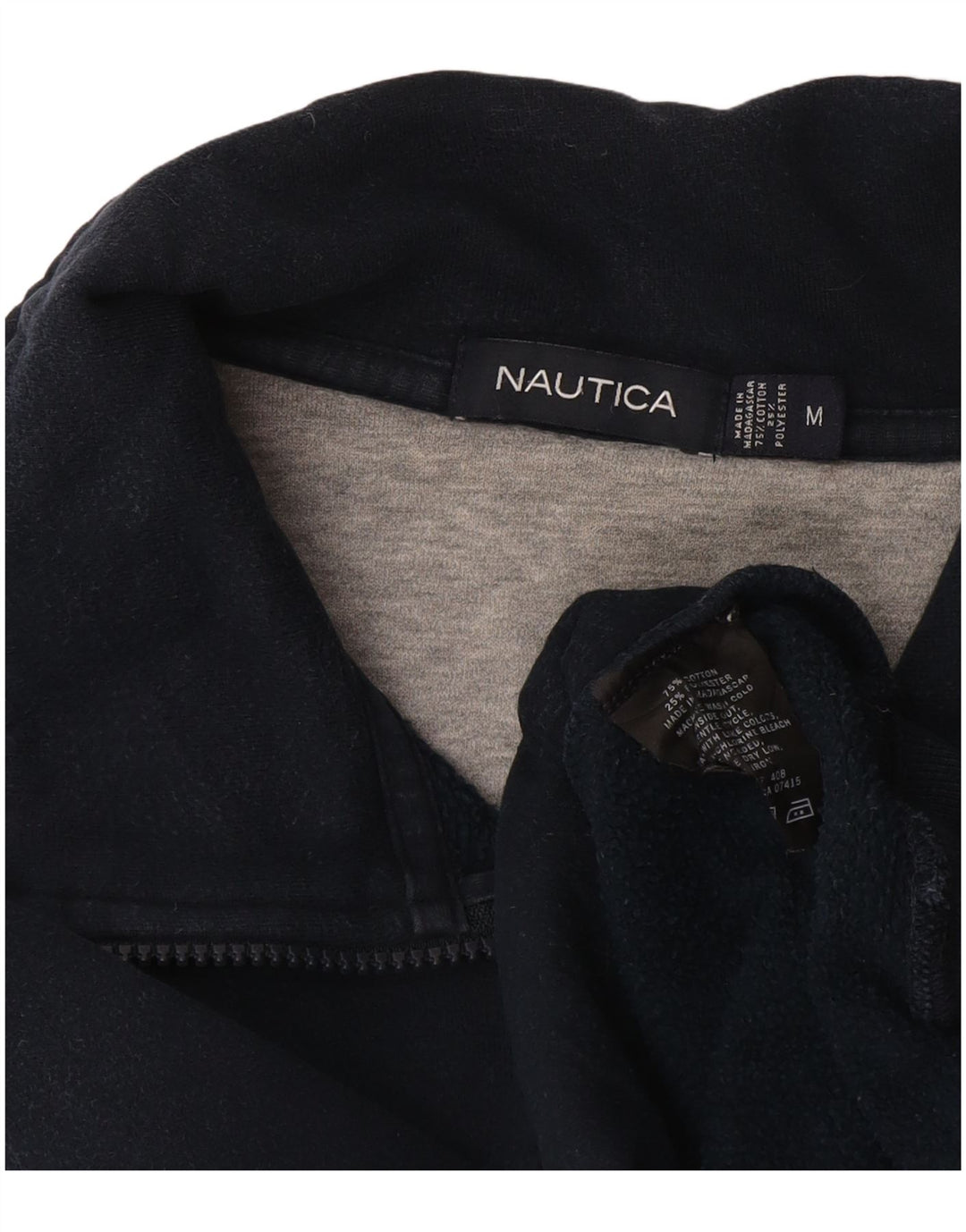 Felpa da uomo con collo con zip Nautica, maglione medio, in cotone blu navy