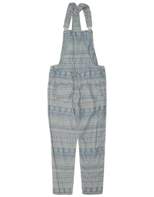 Pantaloni salopette slim da donna Benetton XS W25 L25 Blu Fair Isle Lyocell