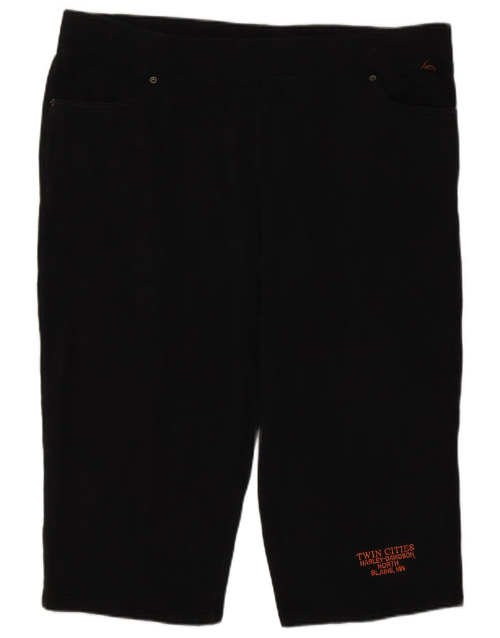 Pantaloni casual Capri da donna Harley Davidson Large W40 cotone nero
