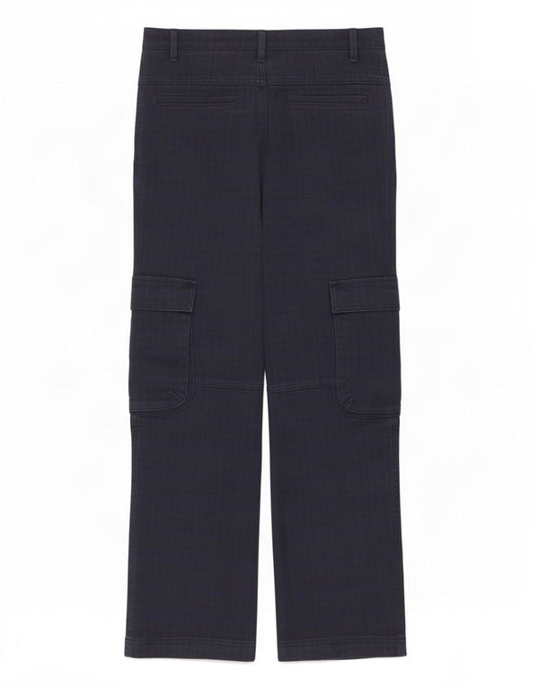 Pantaloni cargo dritti da donna Zara medi W28 L28 blu navy a quadri