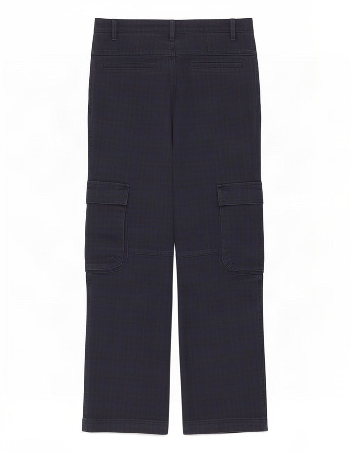 Pantaloni cargo dritti da donna Zara medi W28 L28 blu navy a quadri