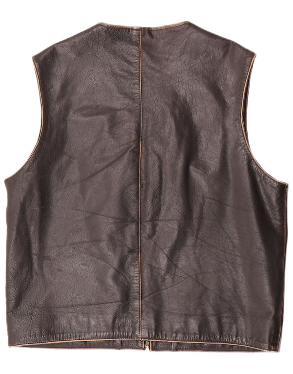 Gilet in pelle da uomo Conbipel UK 40 grande in pelle marrone