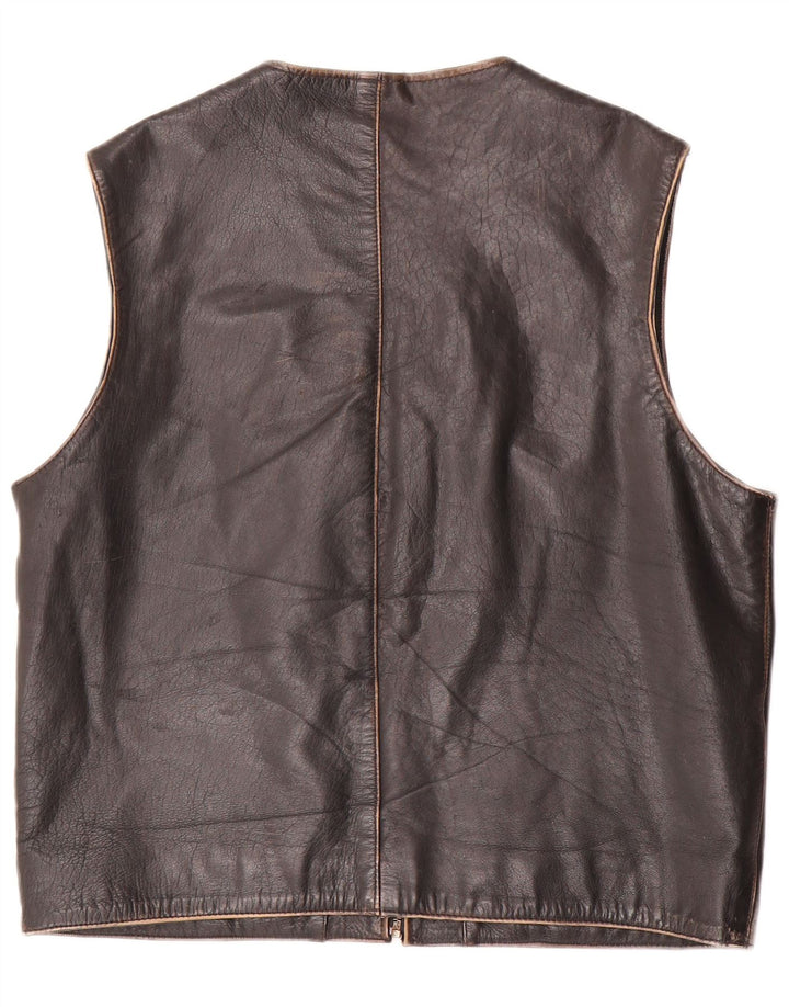 Gilet in pelle da uomo Conbipel UK 40 grande in pelle marrone