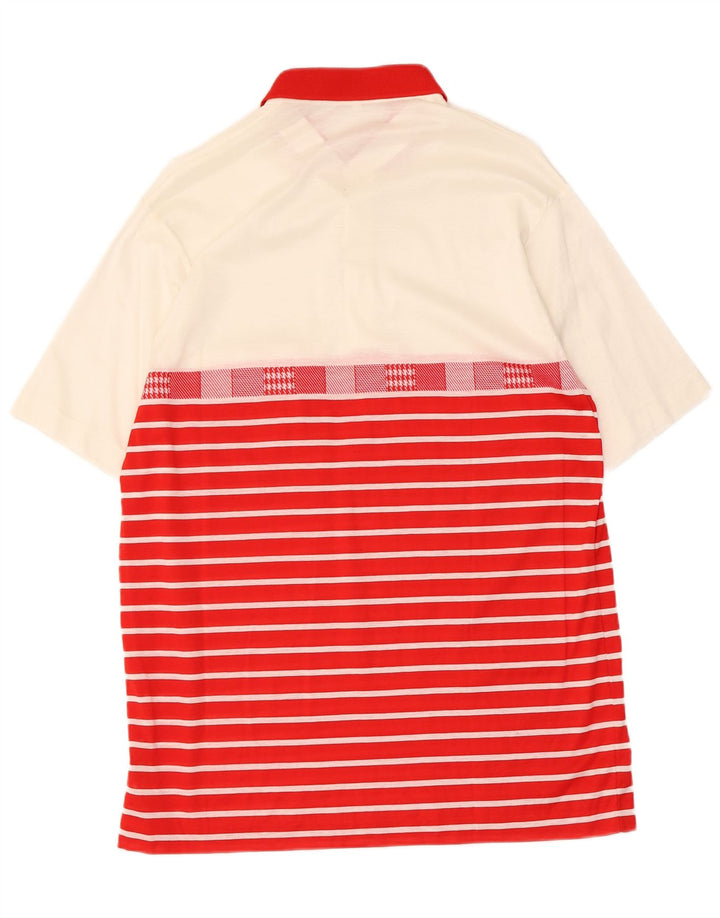 Camicia pullover vintage da uomo a maniche corte, grande, in cotone color block bianco