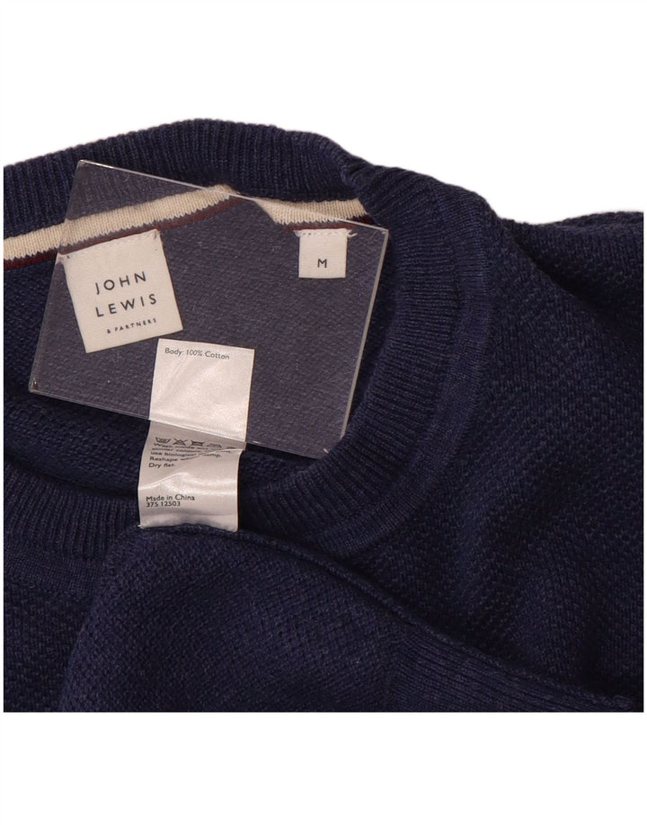 Maglione maglione girocollo da uomo John Lewis in cotone blu navy medio