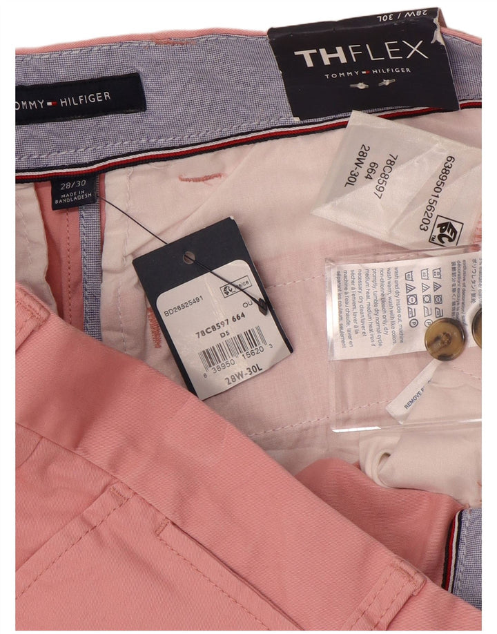 TOMMY HILFIGER Pantaloni chino dritti da uomo W28 L30 cotone rosa