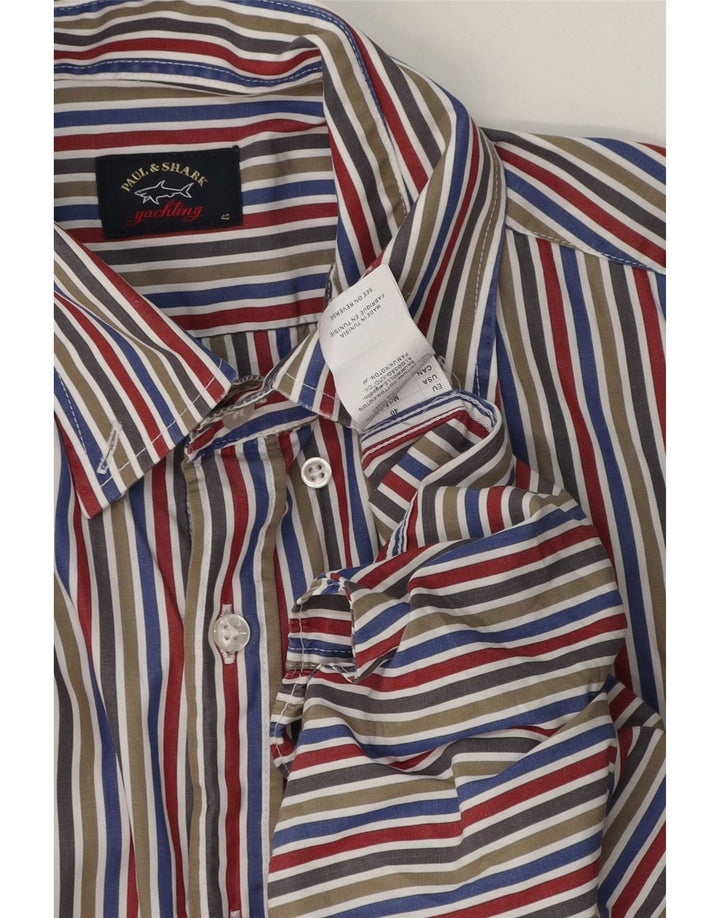 Camicia da uomo Paul & Shark taglia 40 cotone a righe multicolori medio
