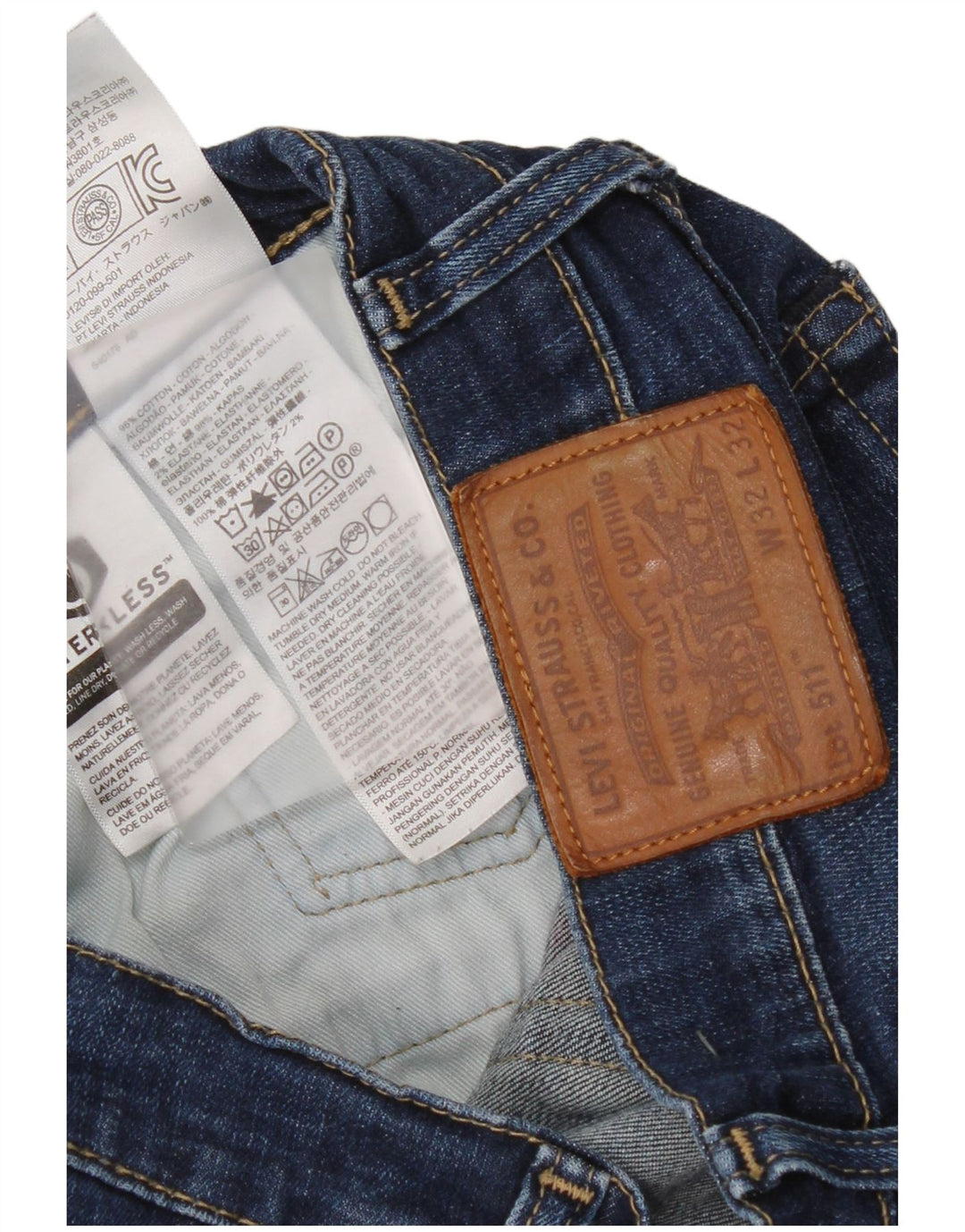 Levi's Uomo 511 Slim Jeans W32 L32 Cotone Blu