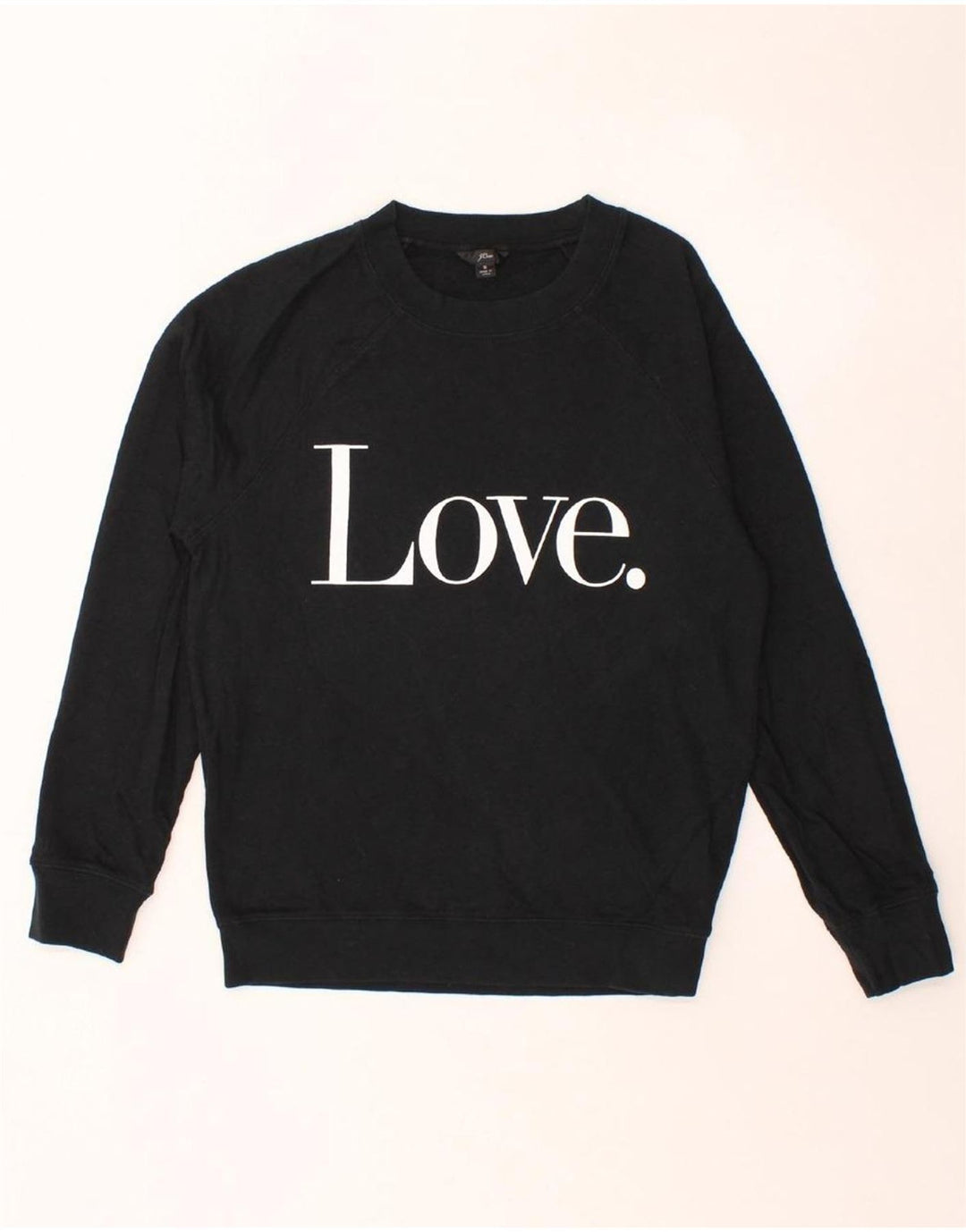 J. CREW Womens Graphic Sweatshirt Jumper UK 10 Small Black Cotton Vintage J. Crew and Second-Hand J. Crew from Messina Hembry 