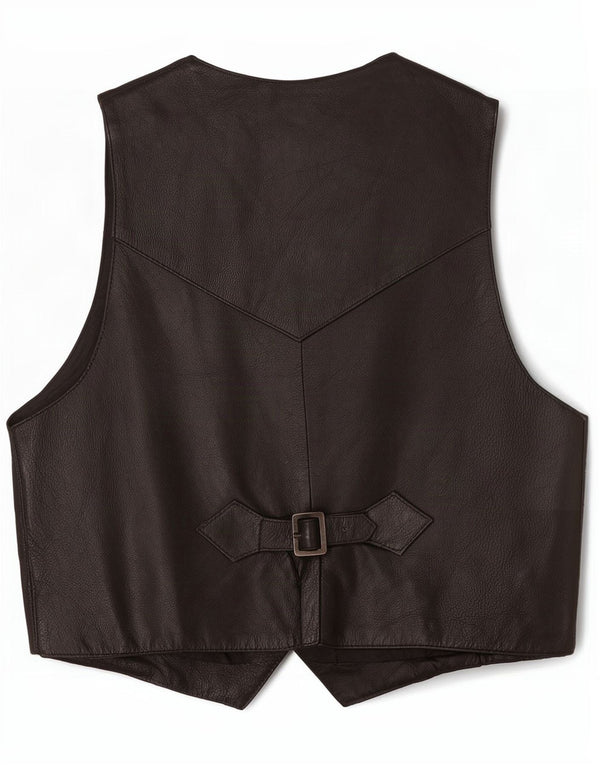 Gilet in pelle da uomo vintage medio nero