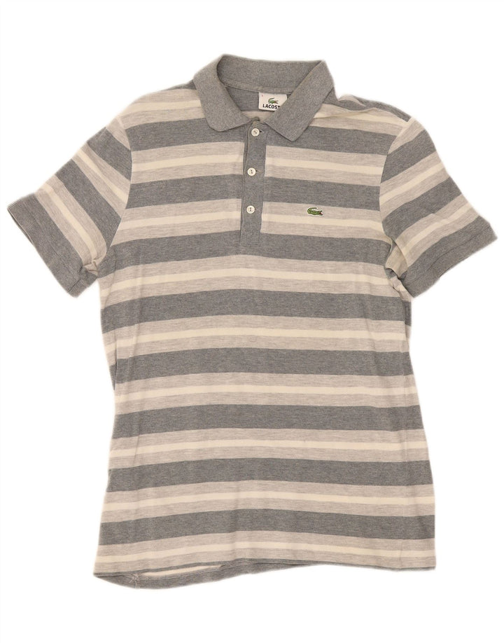 Polo da uomo Lacoste taglia 3 piccola in cotone a righe grigie
