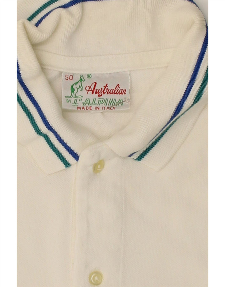 AUSTRALIAN L'ALPINA Mens Polo Shirt IT 50 Medium White Cotton Vintage AUSTRALIAN L'ALPINA and Second-Hand AUSTRALIAN L'ALPINA from Messina Hembry 