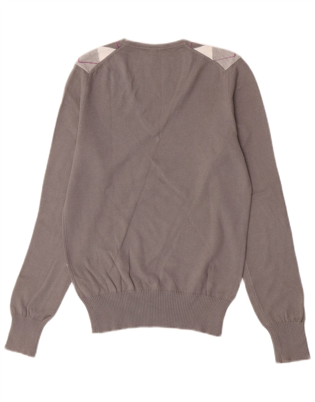 Maglione da donna con scollo a V Benetton UK 10 Small Grey Argyle/Diamond