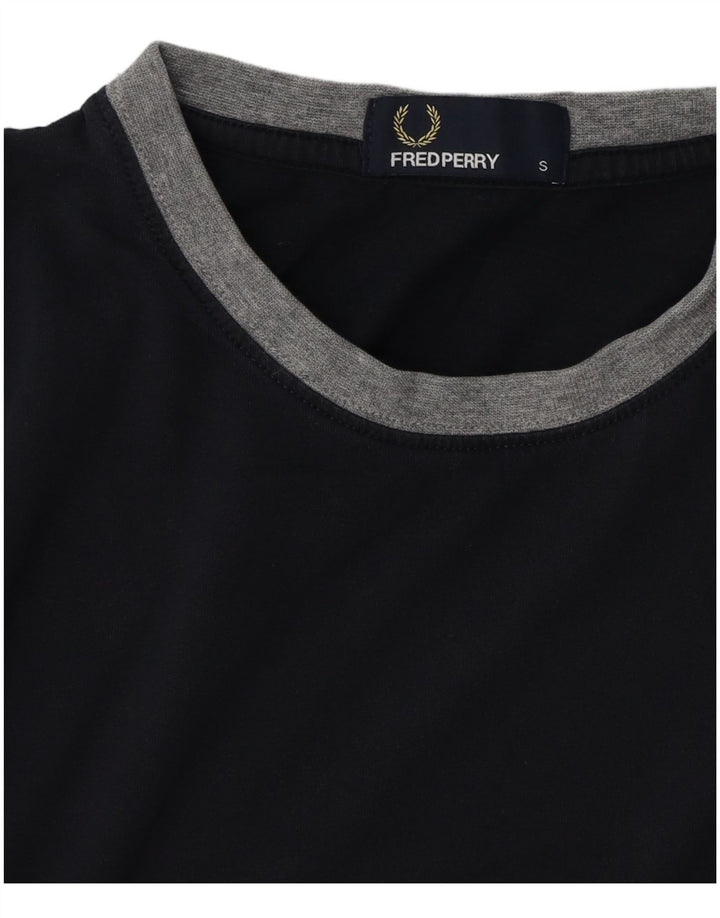 T-shirt da uomo Fred Perry Top Small in cotone color block blu navy
