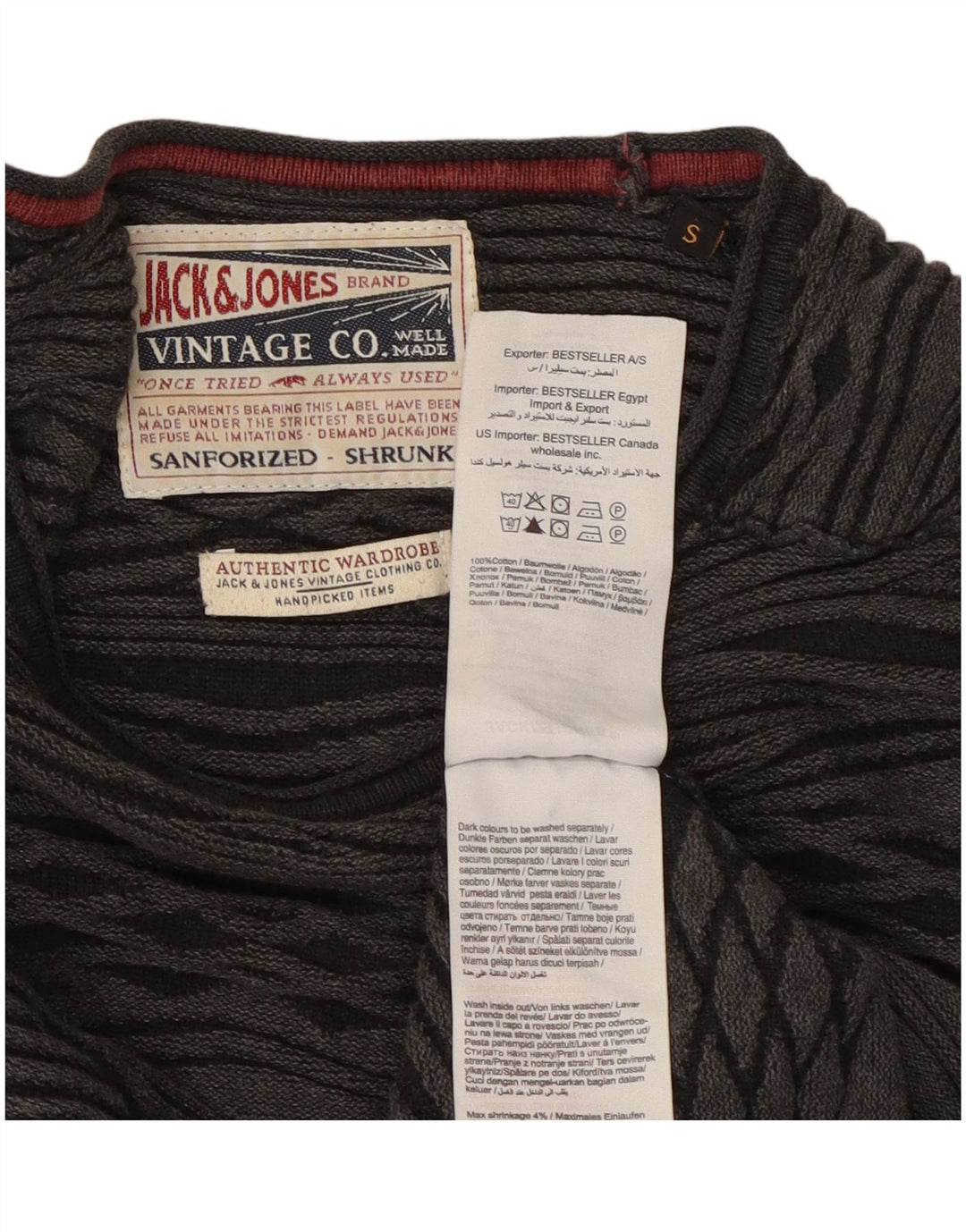 Maglione maglione girocollo da uomo Jack & Jones piccolo cotone grigio a rombi/diamante
