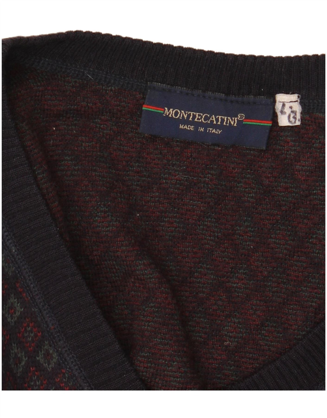 MONTECATINI Maglione da uomo con scollo a V grande geometrico multicolore