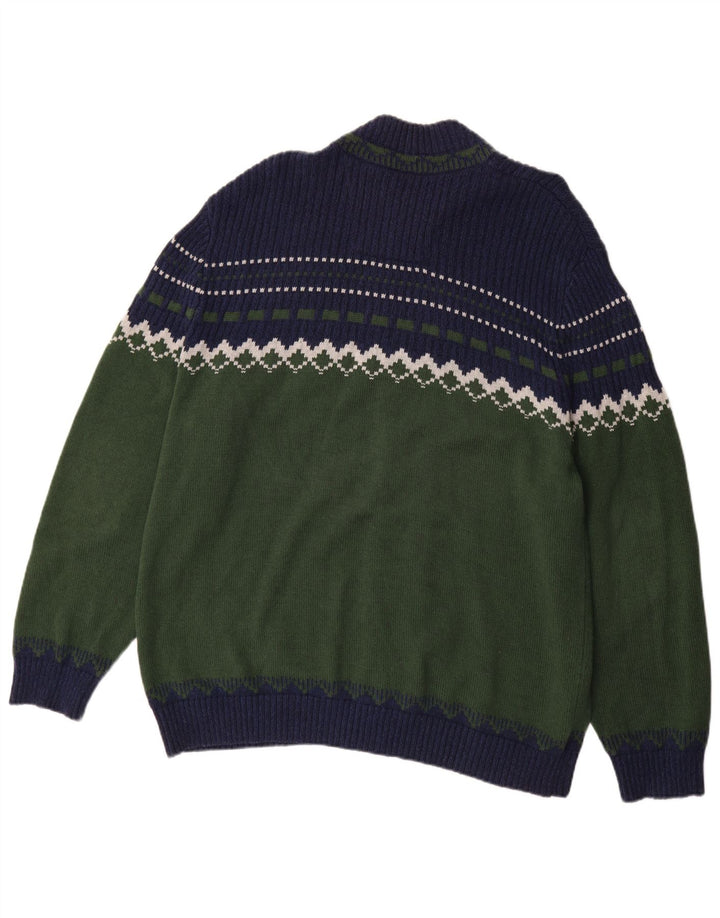 Maglione cardigan da uomo Nautica 2XL cotone Fair Isle kaki