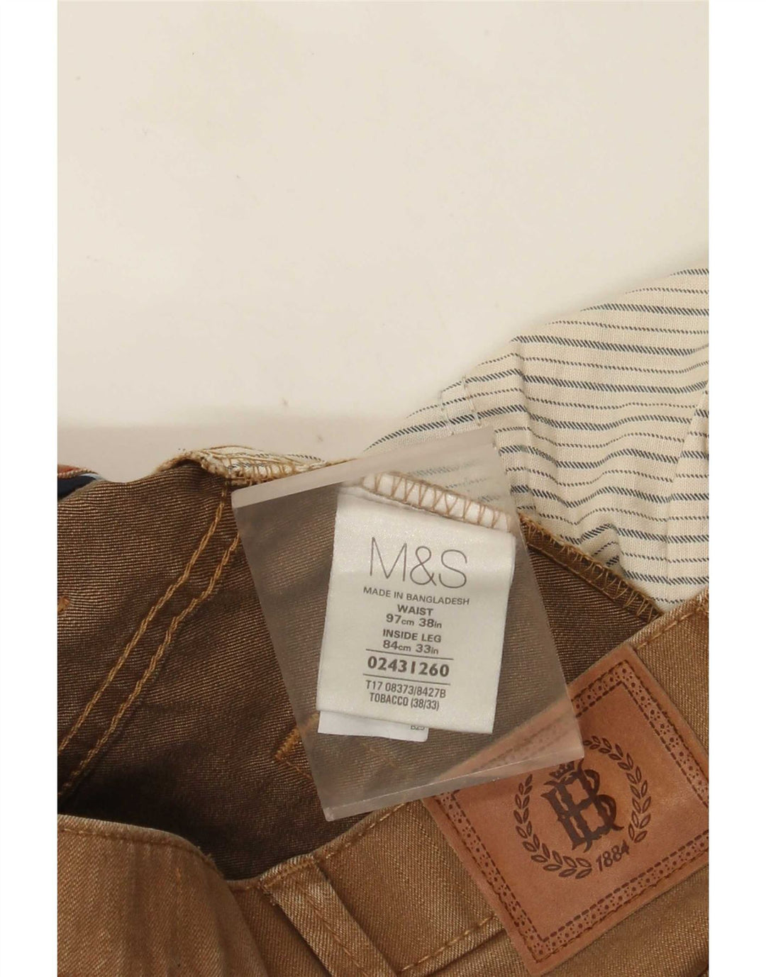 Jeans dritti da uomo Marks & Spencer W38 L33 cotone marrone