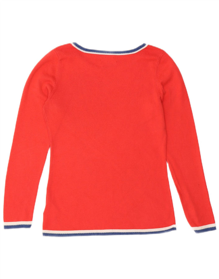 Tommy Hilfiger Donna Top Manica Lunga UK 14 Grande Cotone Rosso