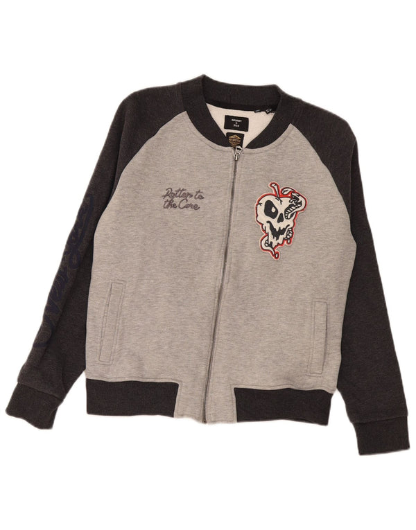 Giacca da ginnastica da donna con grafica Superdry UK 14 Large Grey Colourblock