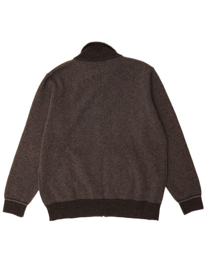 Maglione cardigan da uomo vintage grande blocco di colore grigio