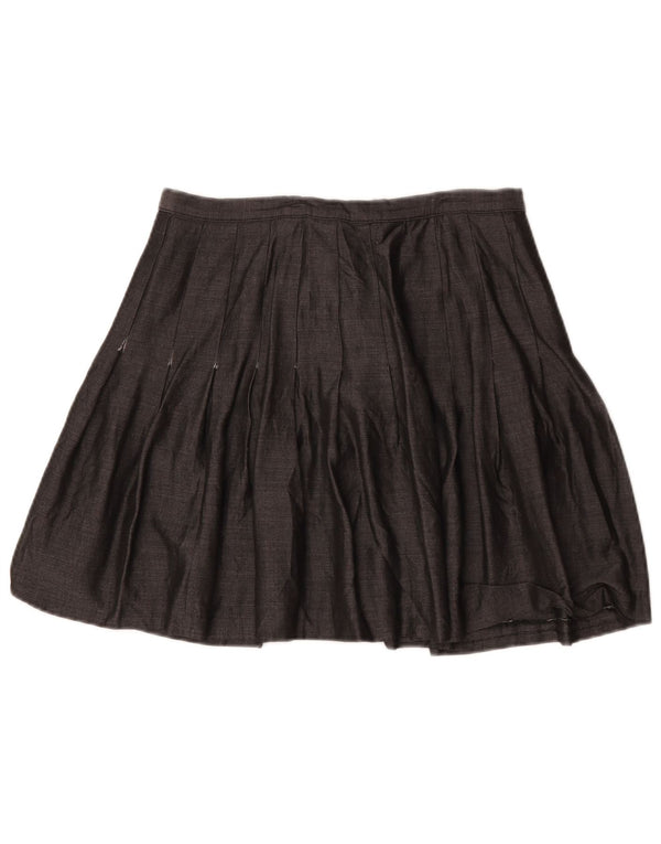 Gonna a trapezio plissettata da donna Marks & Spencer UK 18 XL W32 viscosa grigia