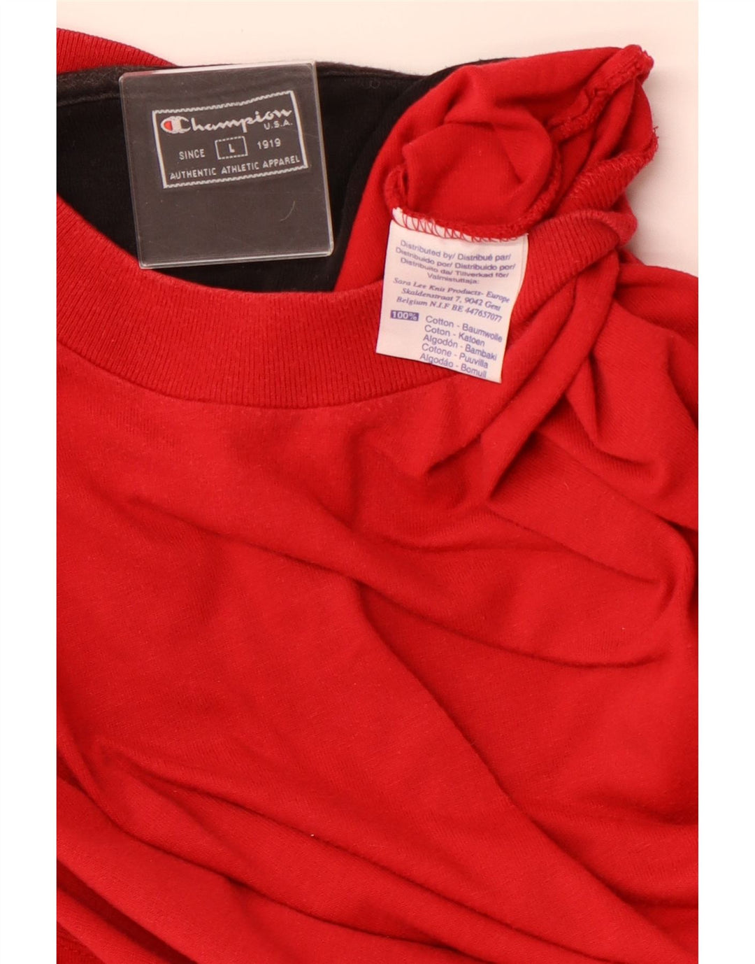 CHAMPION Top da uomo a maniche lunghe grande in cotone rosso