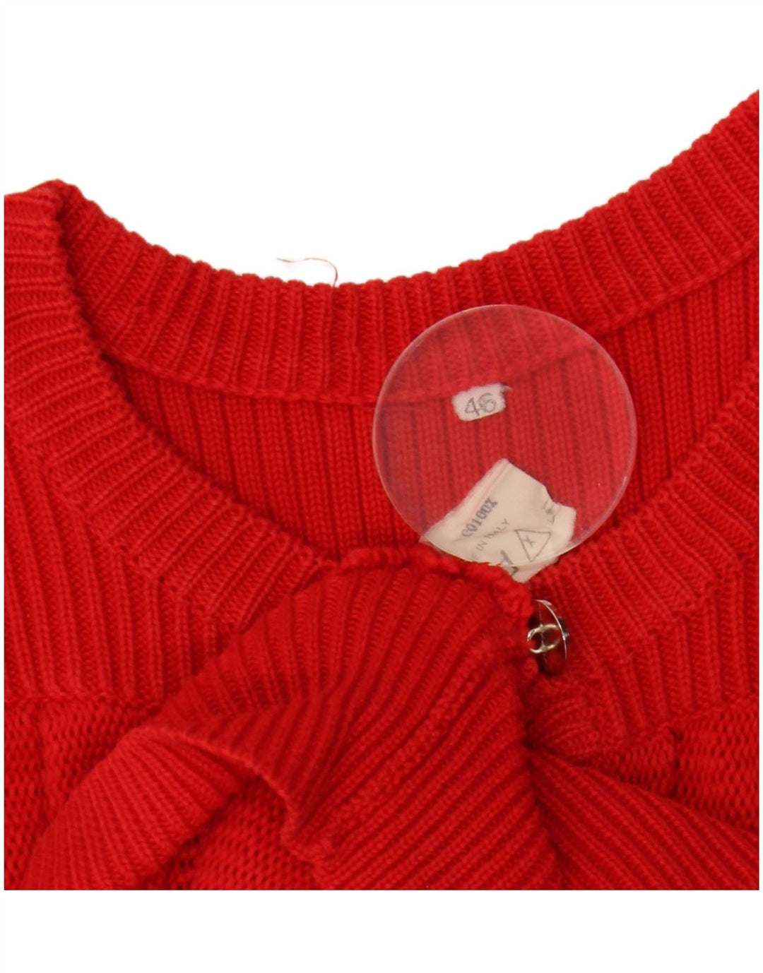 Maglione cardigan da donna vintage IT 46 grande cotone rosso