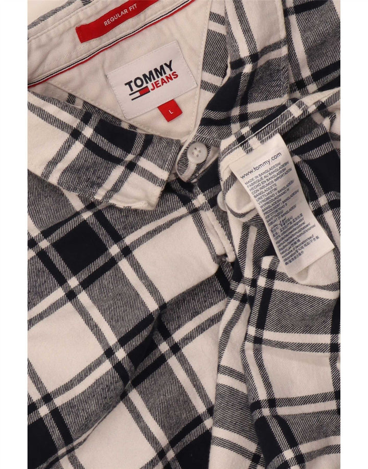 Tommy Hilfiger Camicia da uomo in flanella vestibilità regolare, grande cotone a quadri blu navy