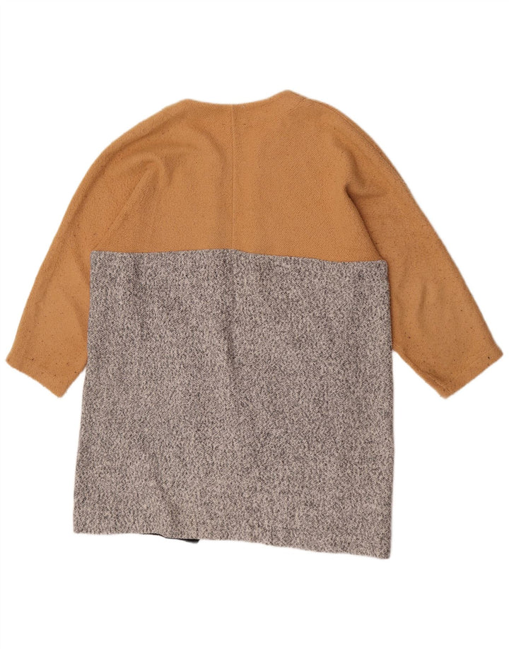 Maglione cardigan aperto da donna Zara UK 14 Poliestere color block beige medio