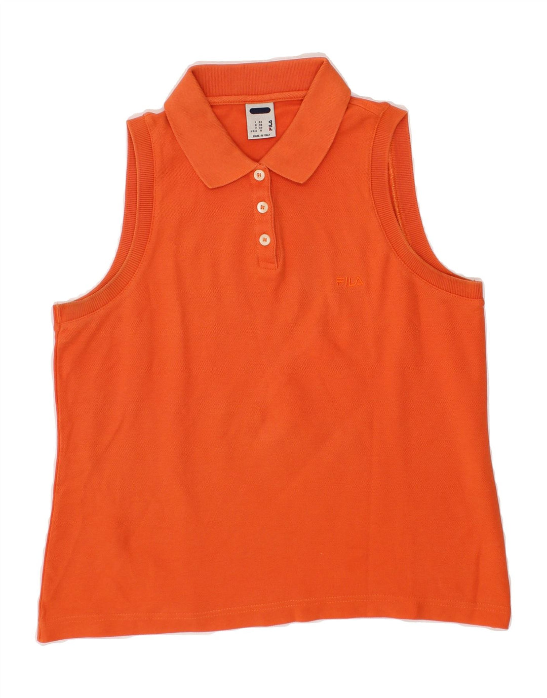 FILA Womens Sleeveless Polo Shirt IT 44 Medium Orange Vintage Fila and Second-Hand Fila from Messina Hembry 