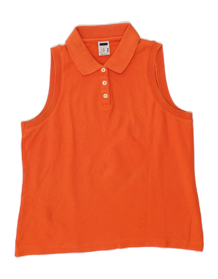 FILA Womens Sleeveless Polo Shirt IT 44 Medium Orange Vintage Fila and Second-Hand Fila from Messina Hembry 