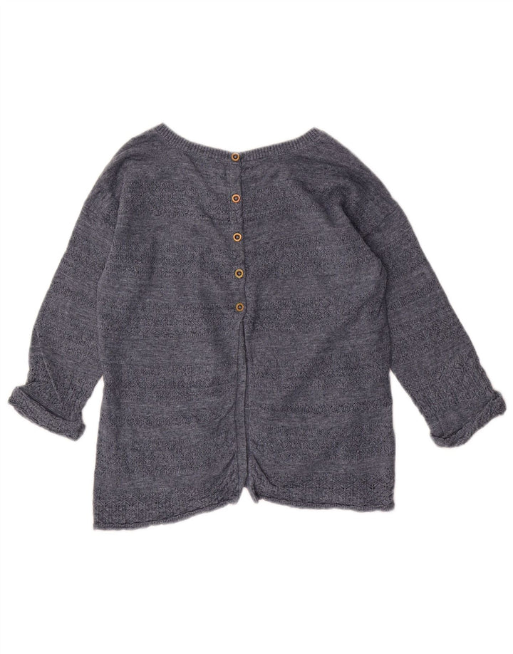 Maglione da donna con scollo a barca e bottoni sul retro di Fat Face UK 8 piccolo blu navy