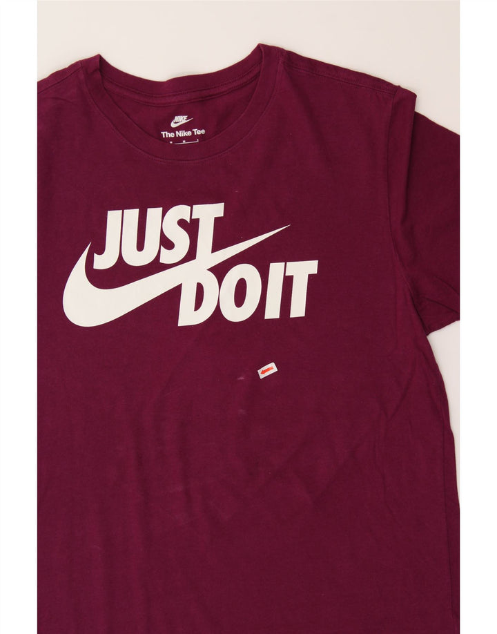 NIKE Mens Graphic T-Shirt Top Medium Burgundy Cotton Vintage Nike and Second-Hand Nike from Messina Hembry 