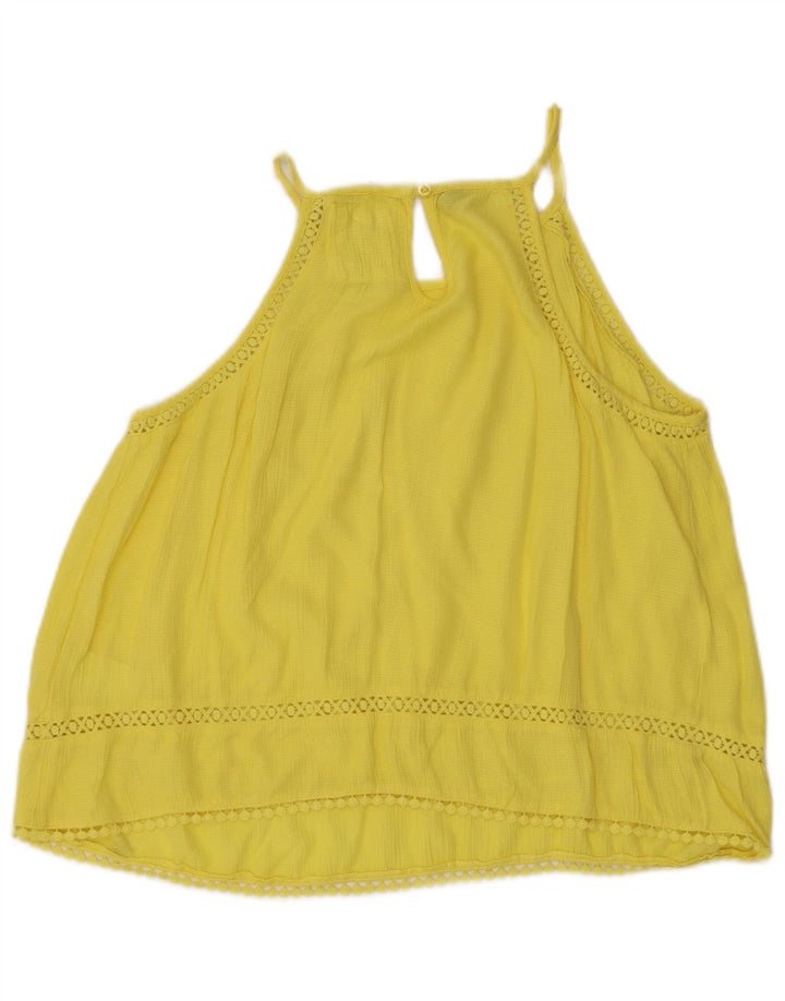 Top corto corto da donna oversize Superdry UK 10 piccolo in viscosa gialla