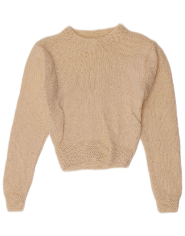 Maglione vintage per ragazze con collo dolcevita, 6-7 anni, bianco sporco